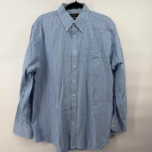 Nordstrom Blue and White Casual Button Down Shirt Size 16 1/2 x 35